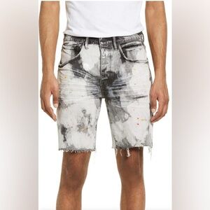 NWT Purple Brand PURPLE Bleached Out Spattered Cutoff Denim Shorts Men SIZE 33